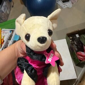 Diva Pink and Black Dog Plush Toy